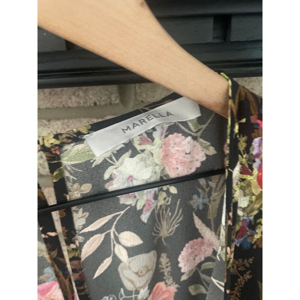 Marella Floral Wide Leg Jumpsuit Small Black Surplice Garden Girl - Picture 7 of 9